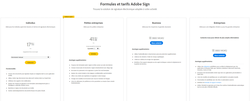 Adobe Sign pricing