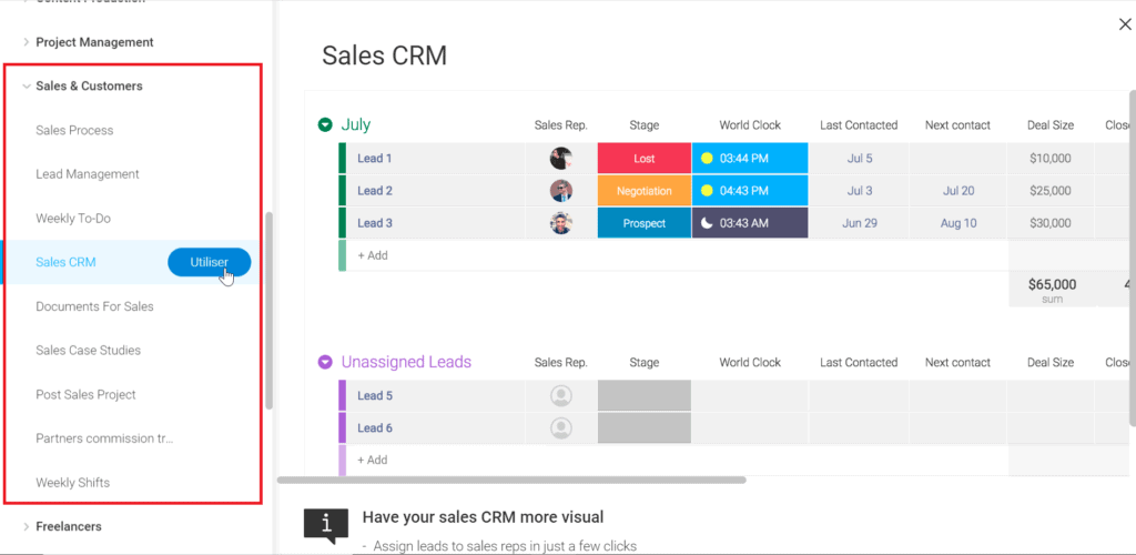 Monday CRM Custom Tables