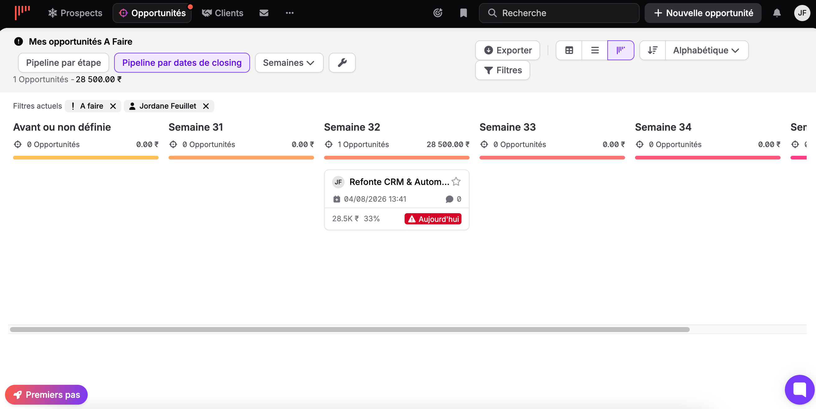 Funil por datas de fechamento no noCRM