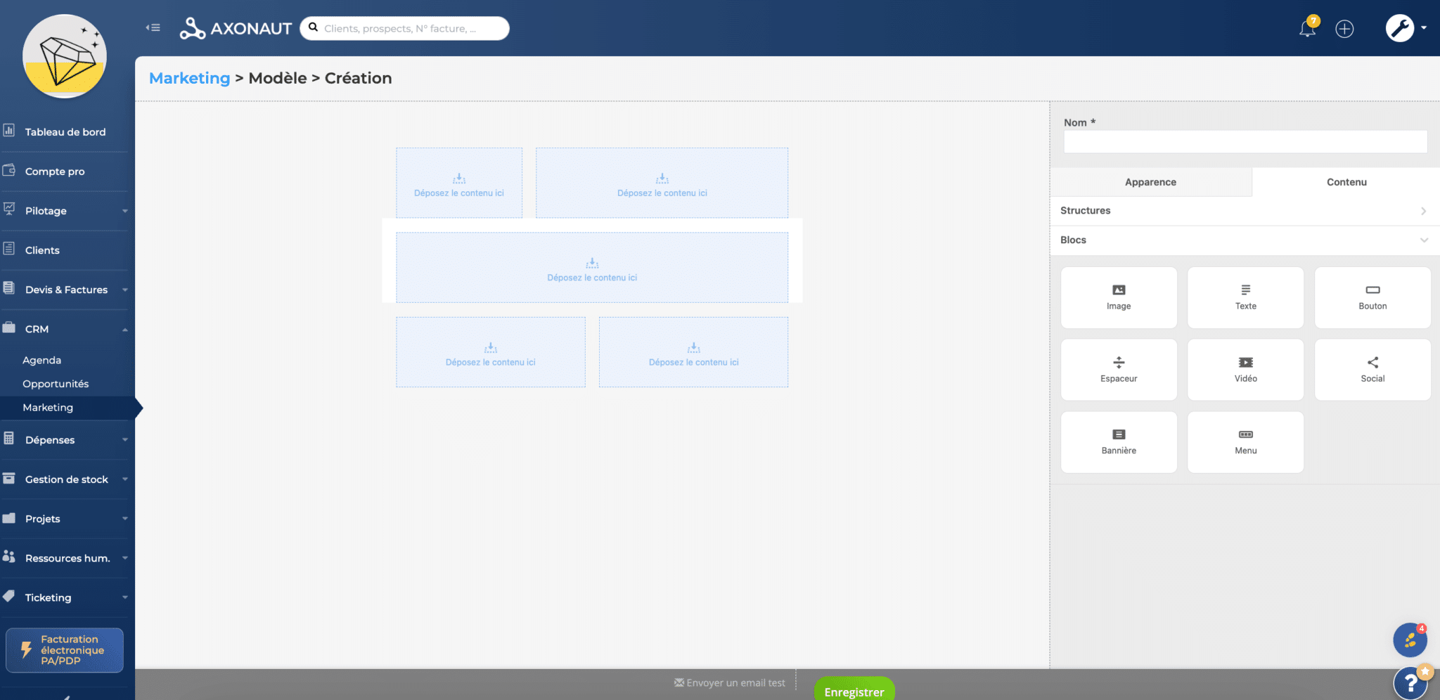 Axonaut, éditeur d’emailing intégré pour campagnes simples