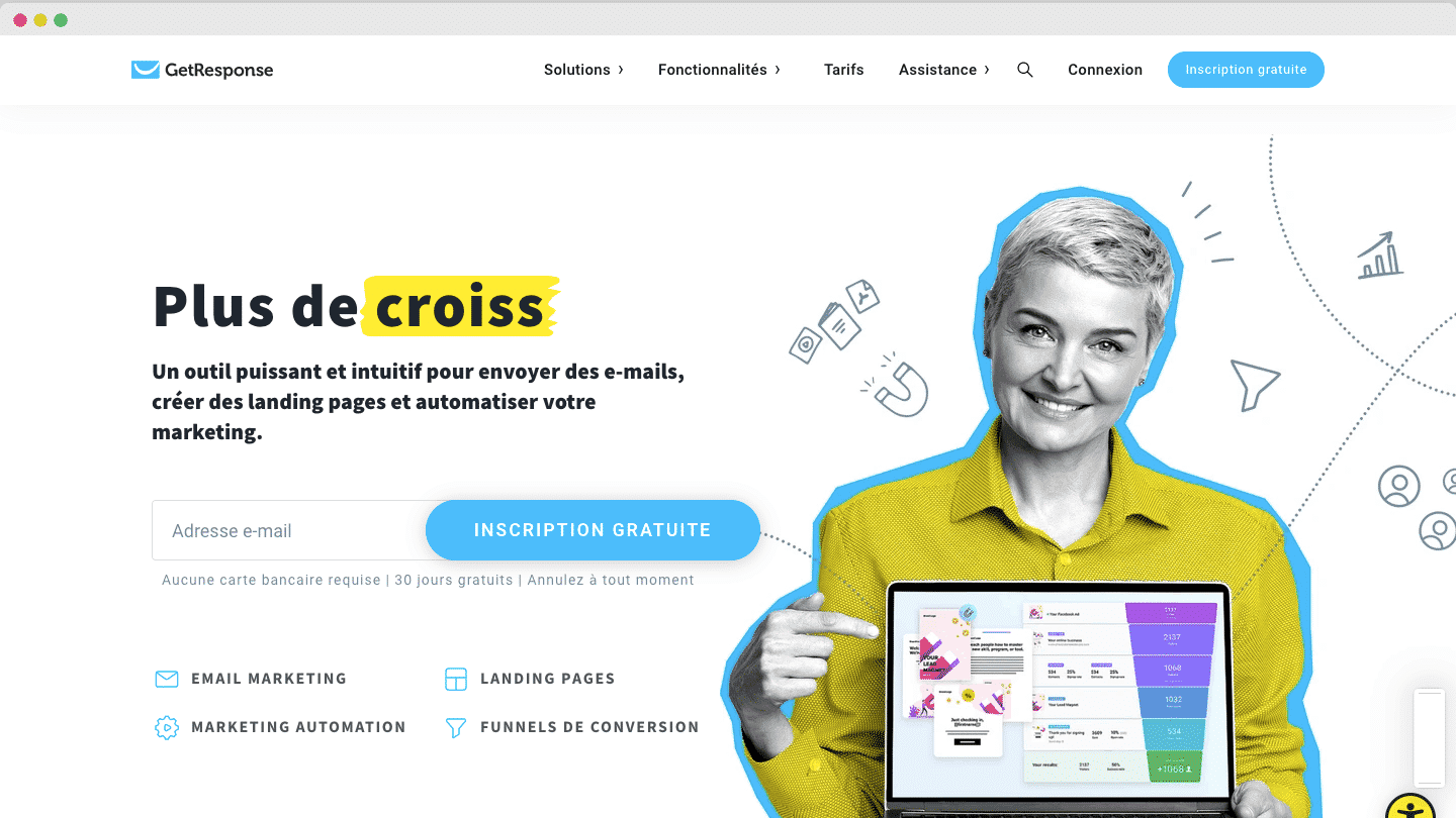 homepage de GetResponse