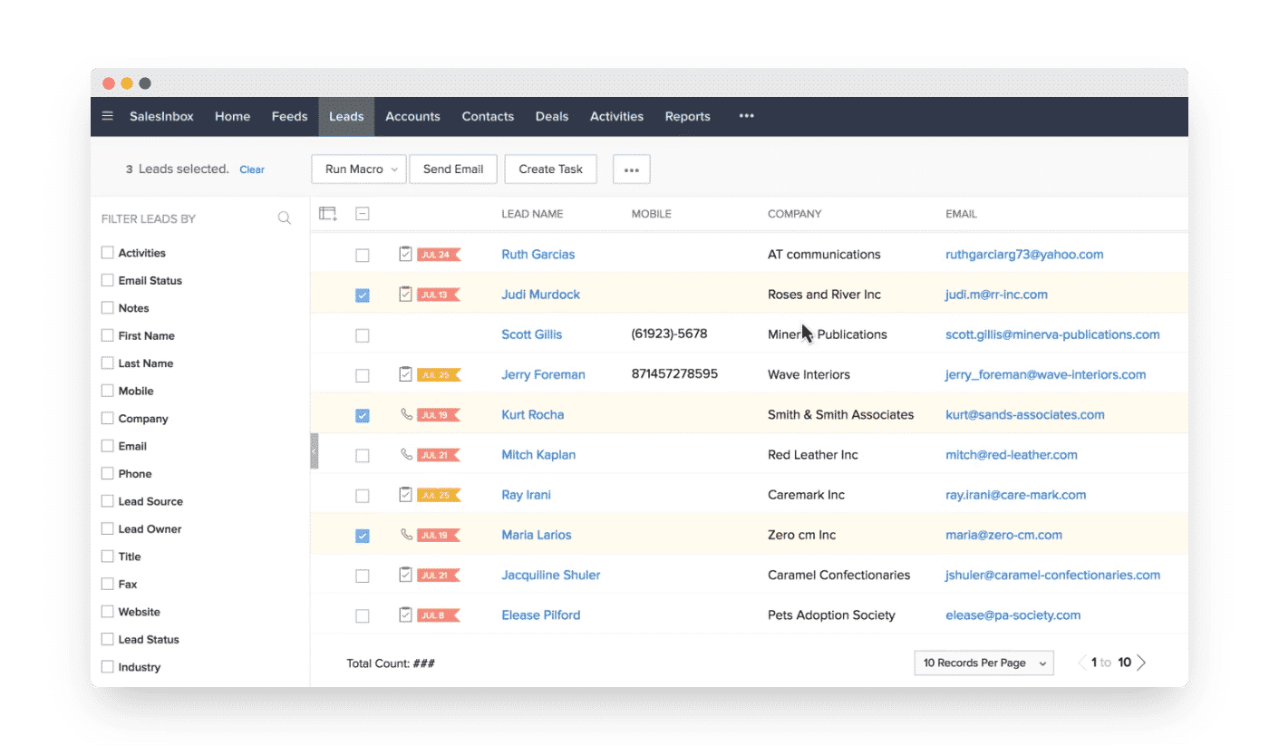 Zoho CRM macros