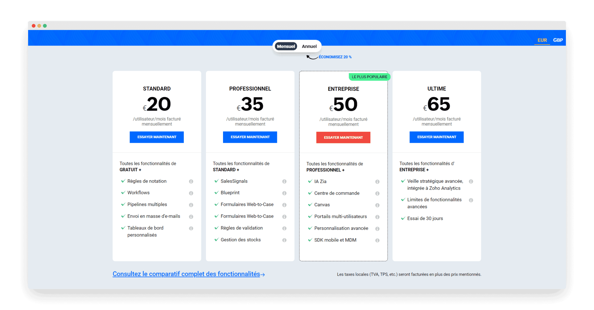 Zoho CRM pricing