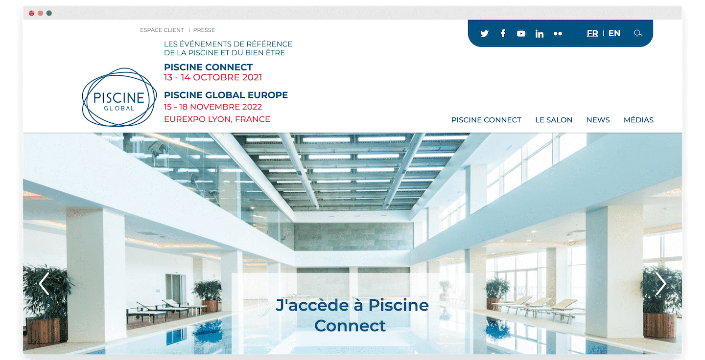 Page d'accueil Piscine Global Europe