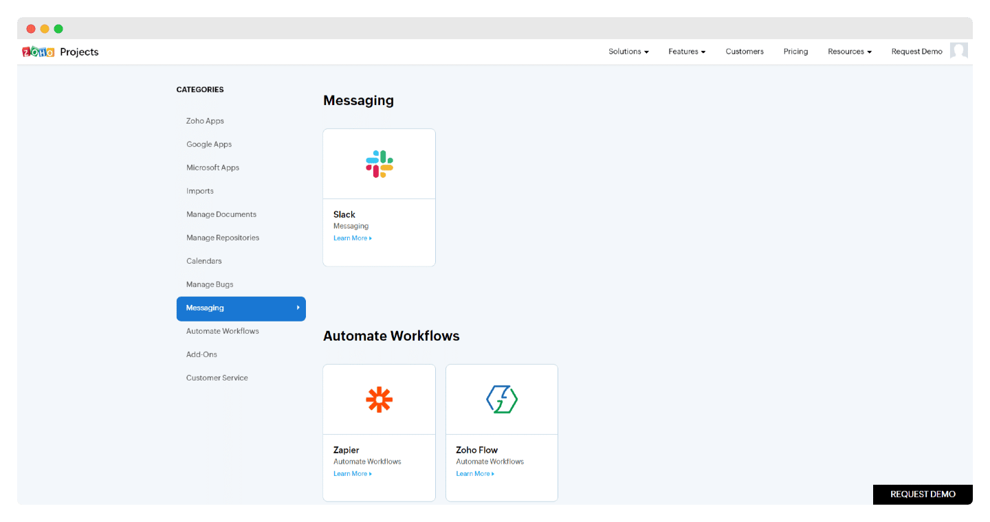 zoho projects integrations