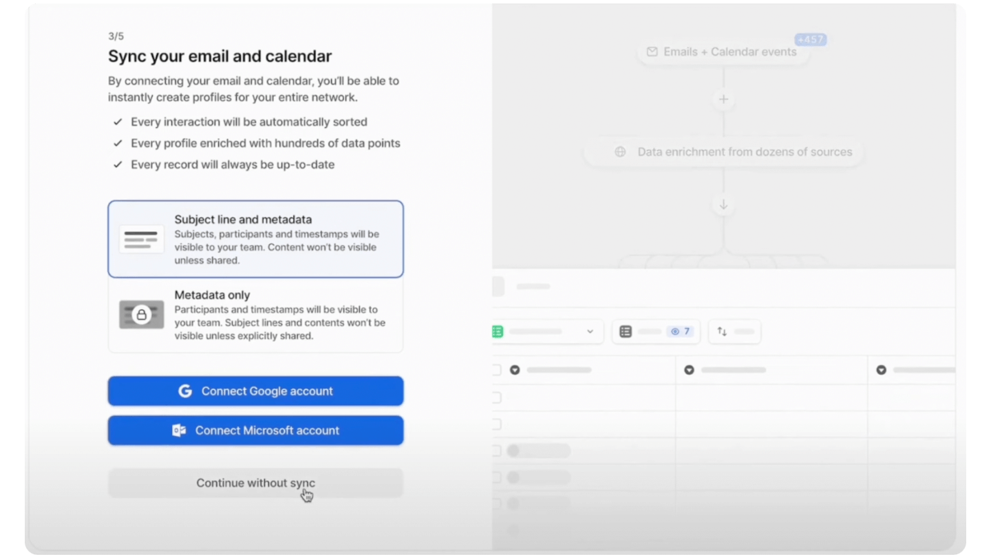 attio crm interfaz sincronizar email crm