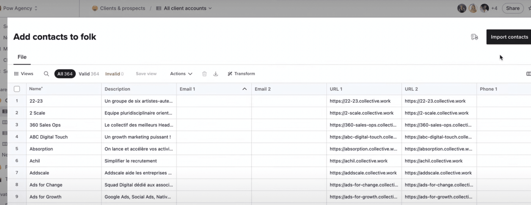 folk crm importar contatos