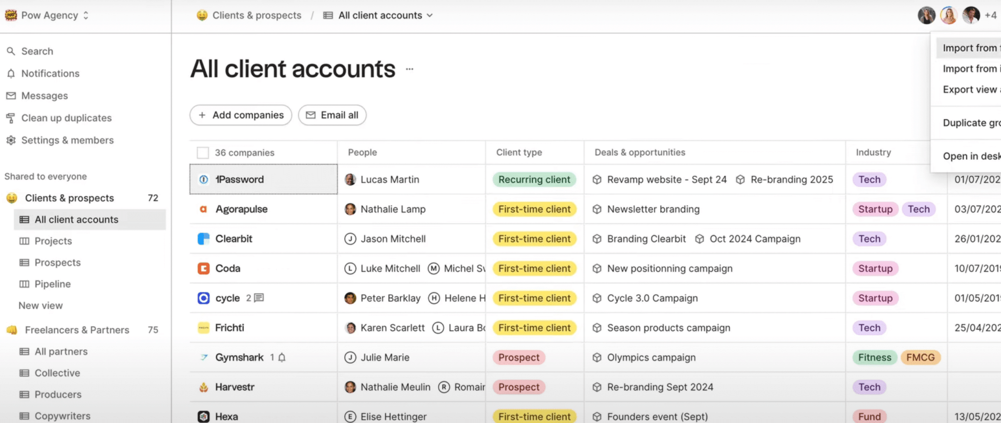 lista de cuentas de folk crm