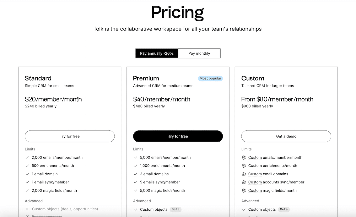 folk crm prices