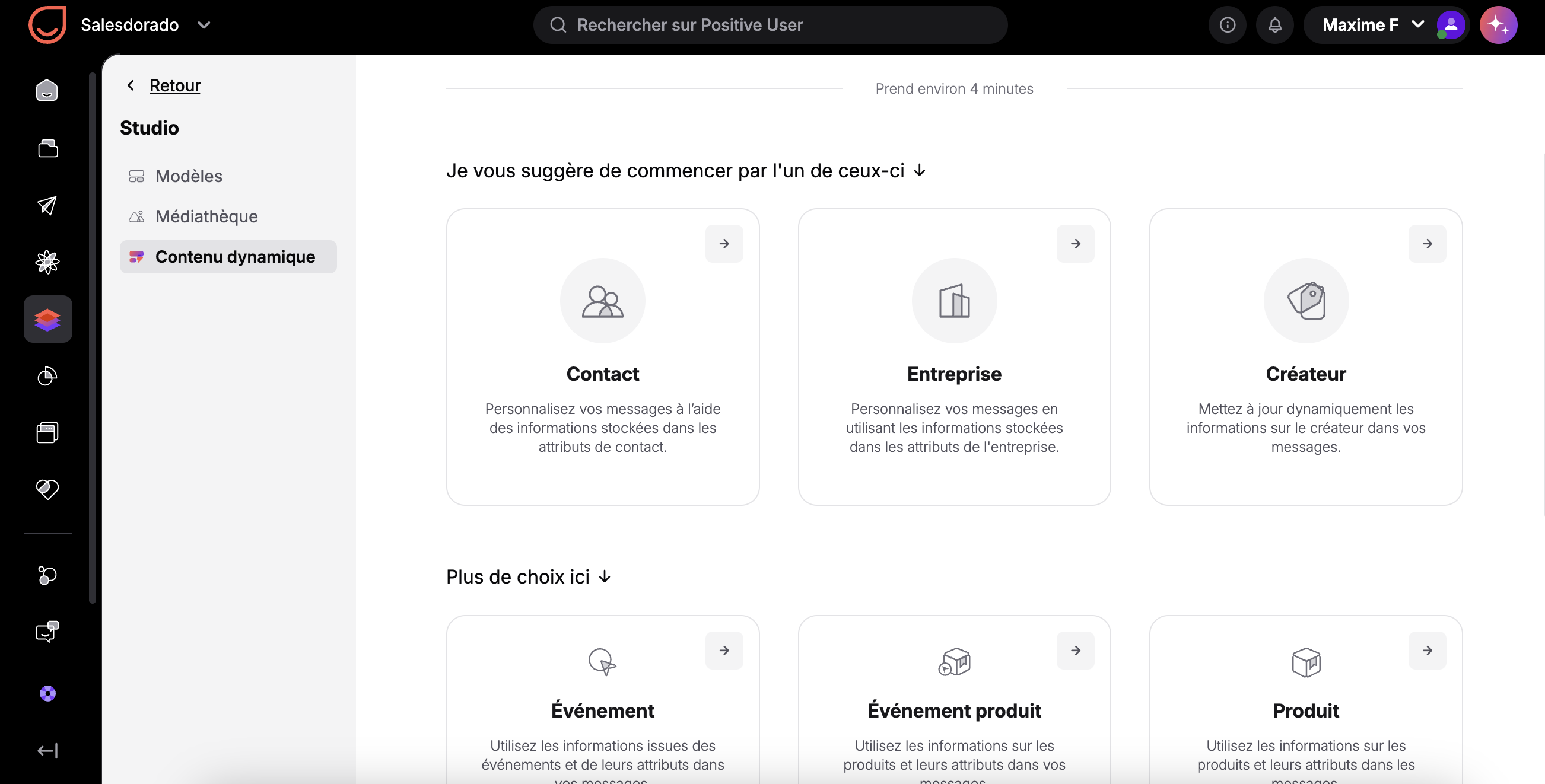 Contenidos dinámicos en Positive User Studio