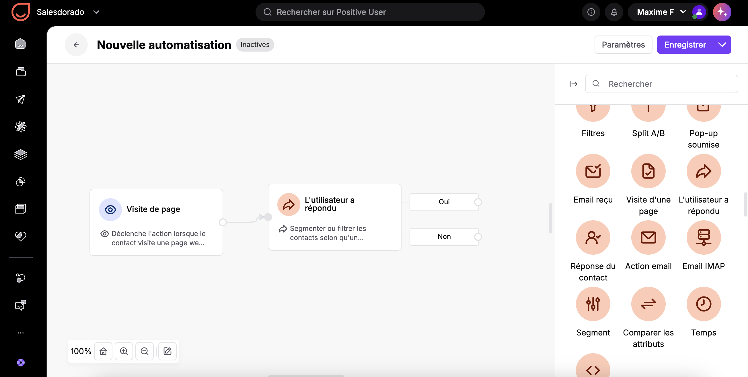 Editor de guiones de automatización Positive User