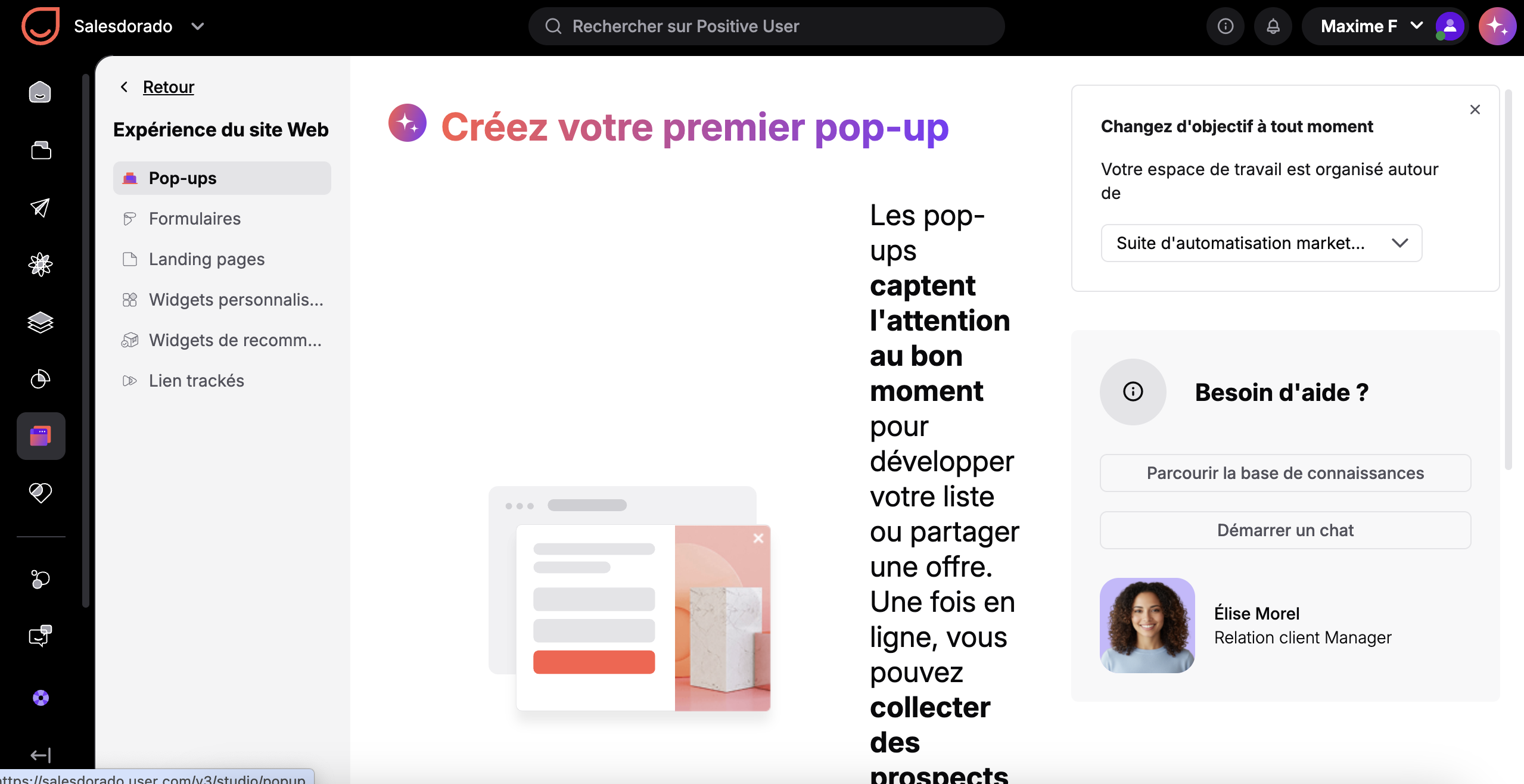 Módulo de experiencia del sitio web de Positive User