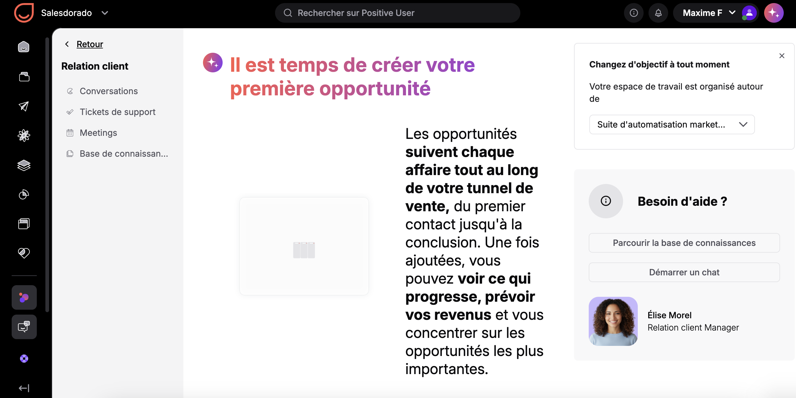 Módulo de atención al cliente de Positive User