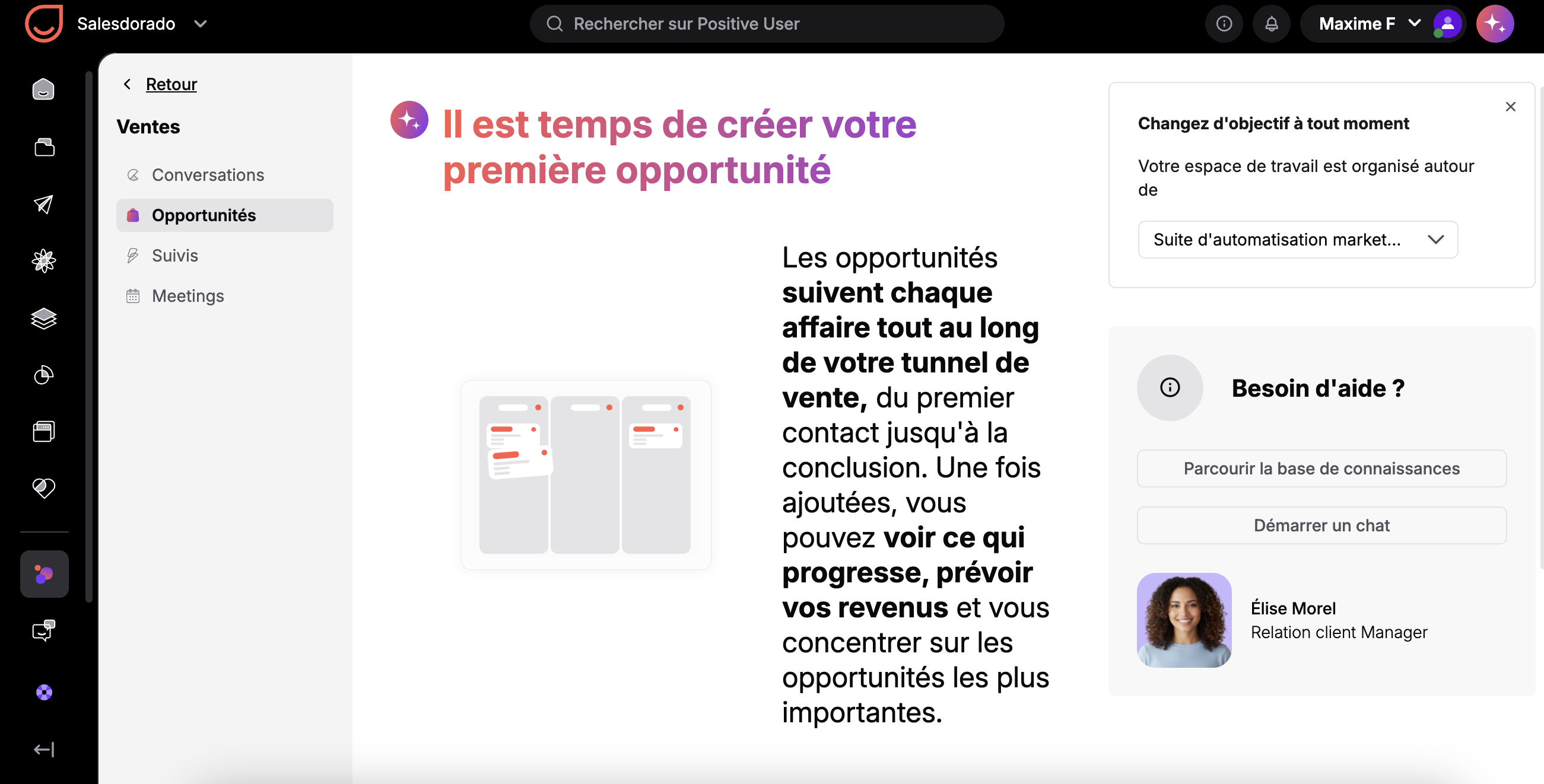 Módulo de ventas y gestión de oportunidades en Positive User