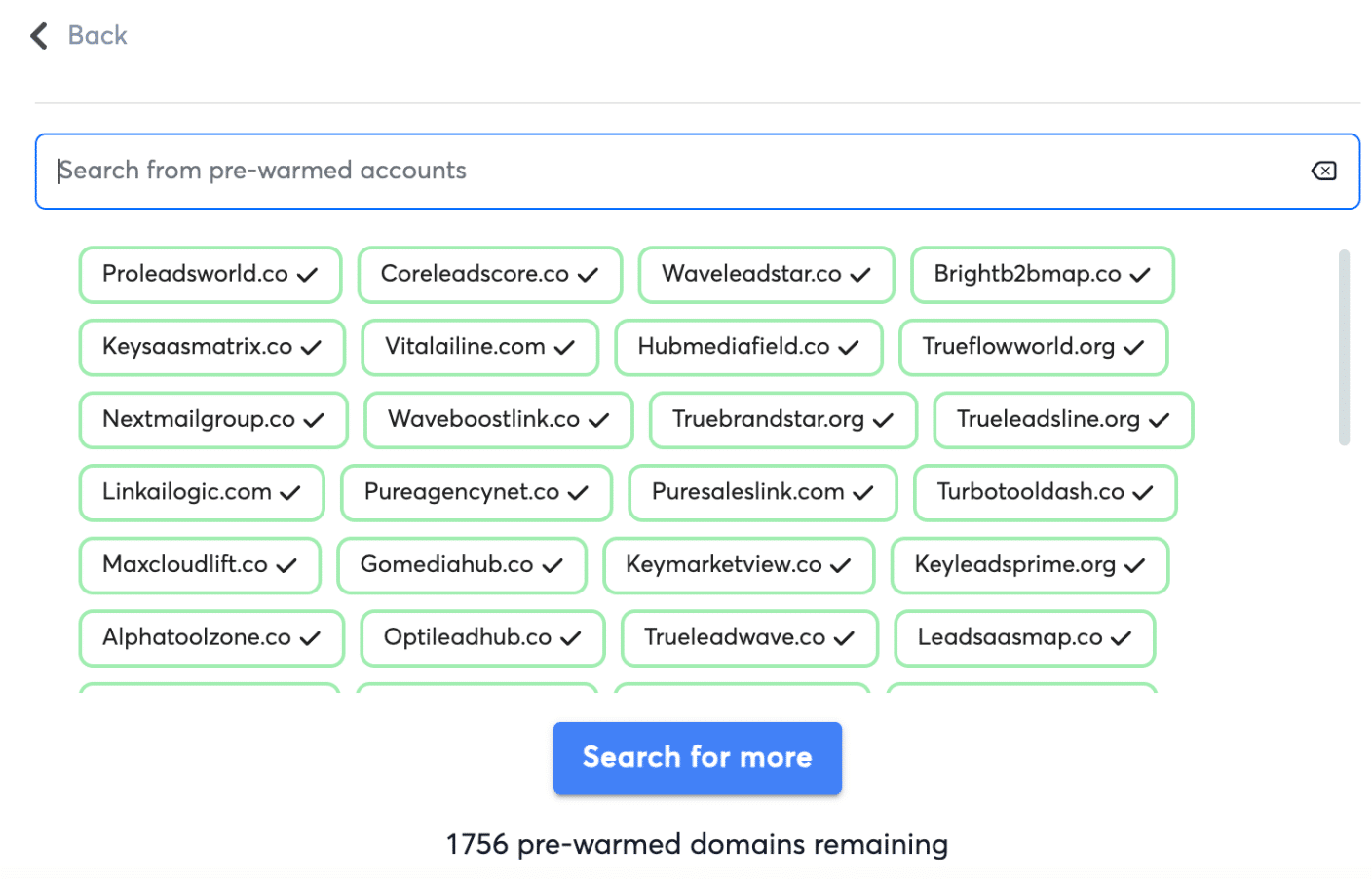 Pre-warmed email addresses in Instantly