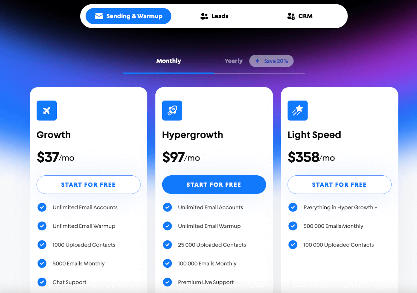 Instantly pricing plans