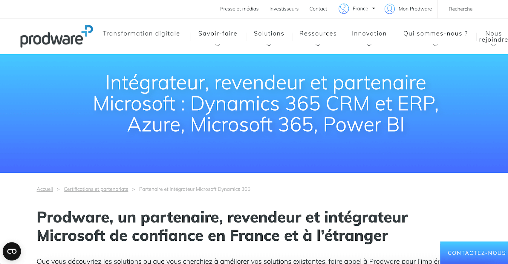 integrateur microsoft dynamics 365 prodware