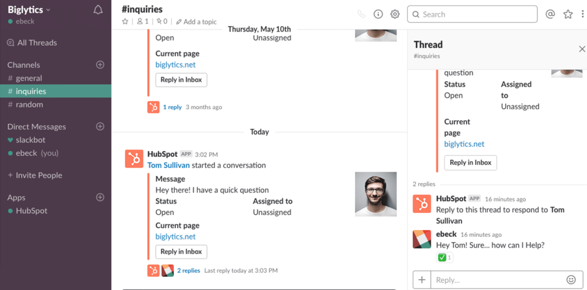Intégration chatbot Slack