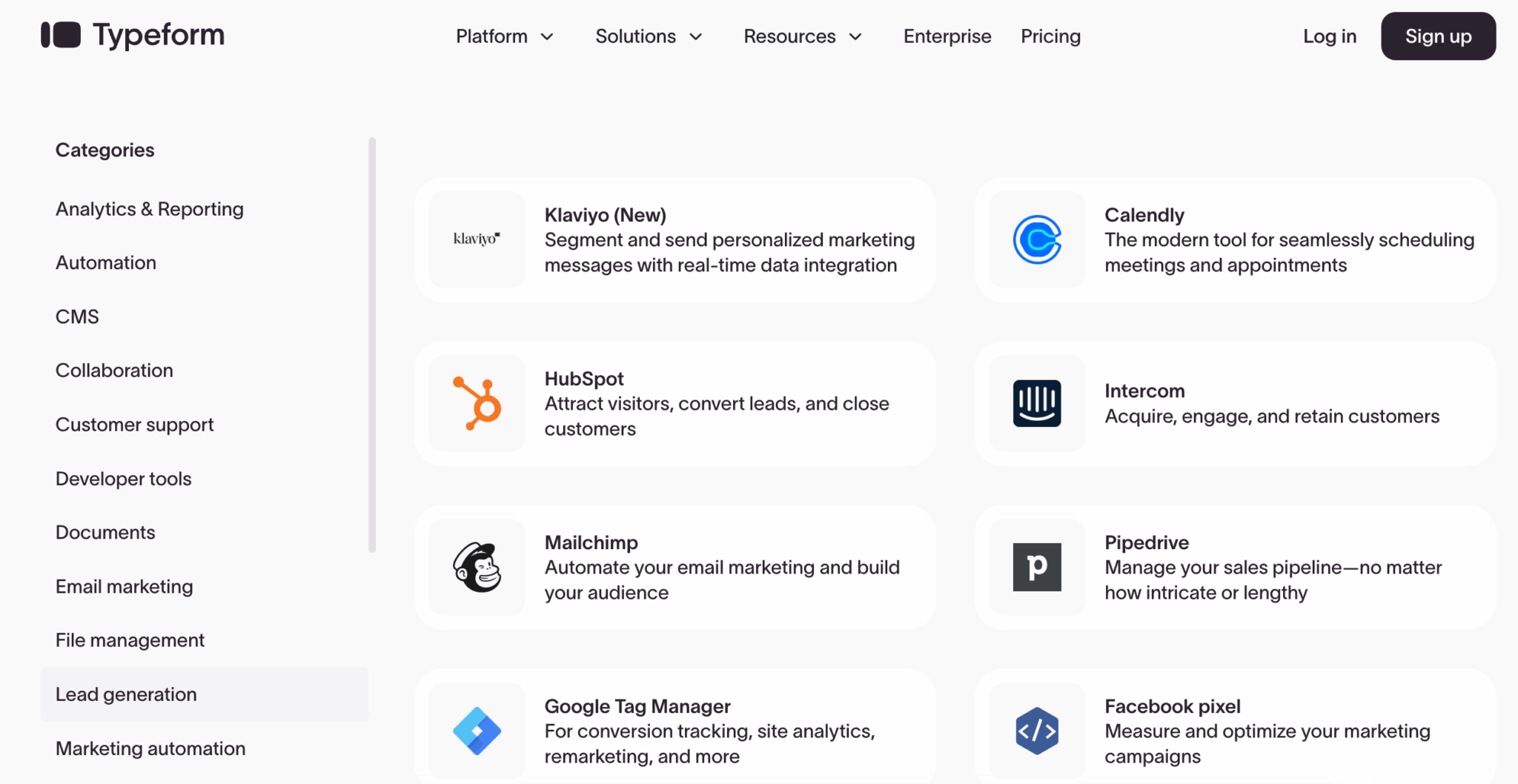 avis typeform integrations