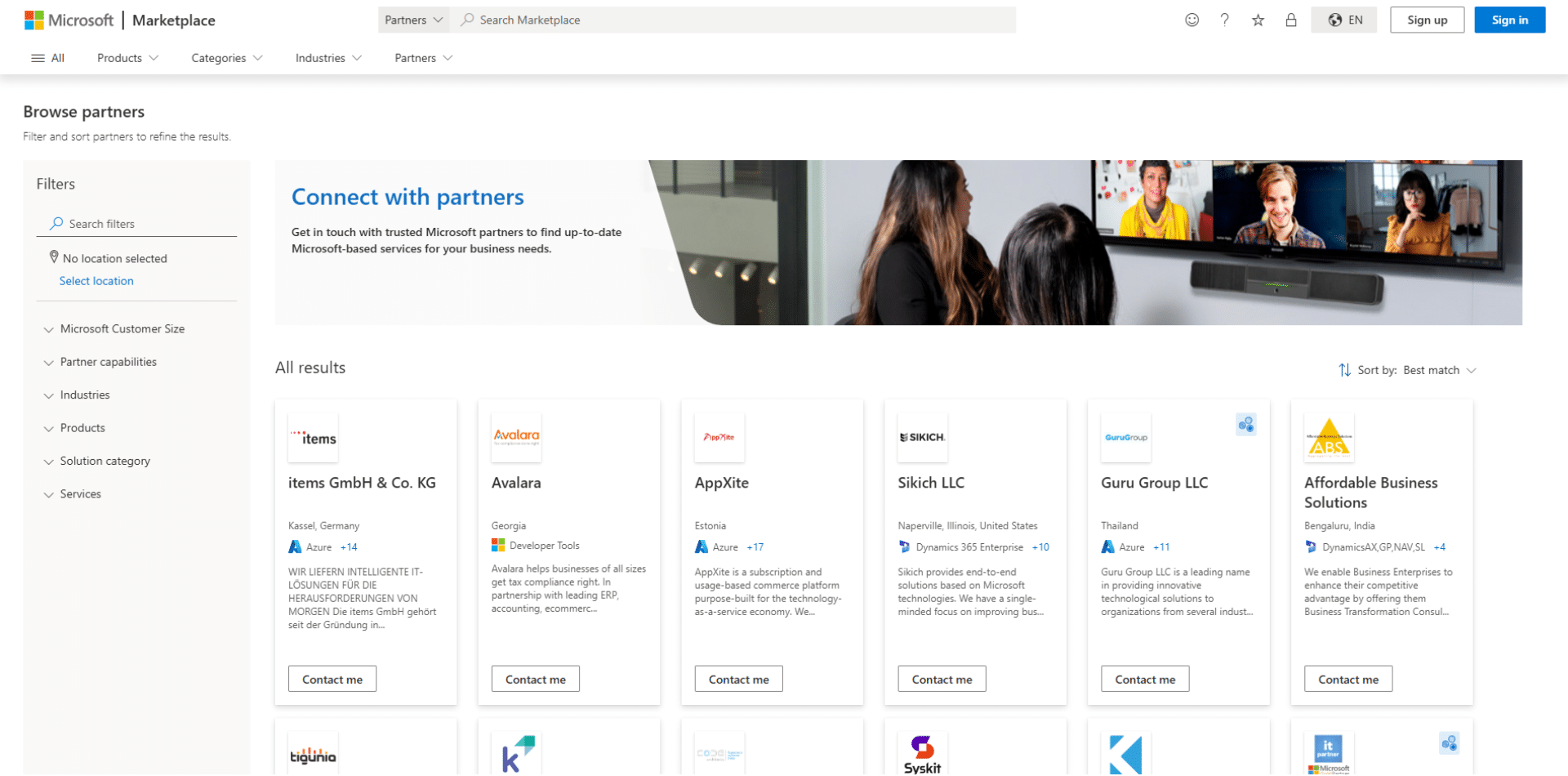 Marketplace intégrateur Microsoft