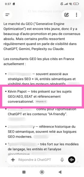 Marché GEO Chatgpt