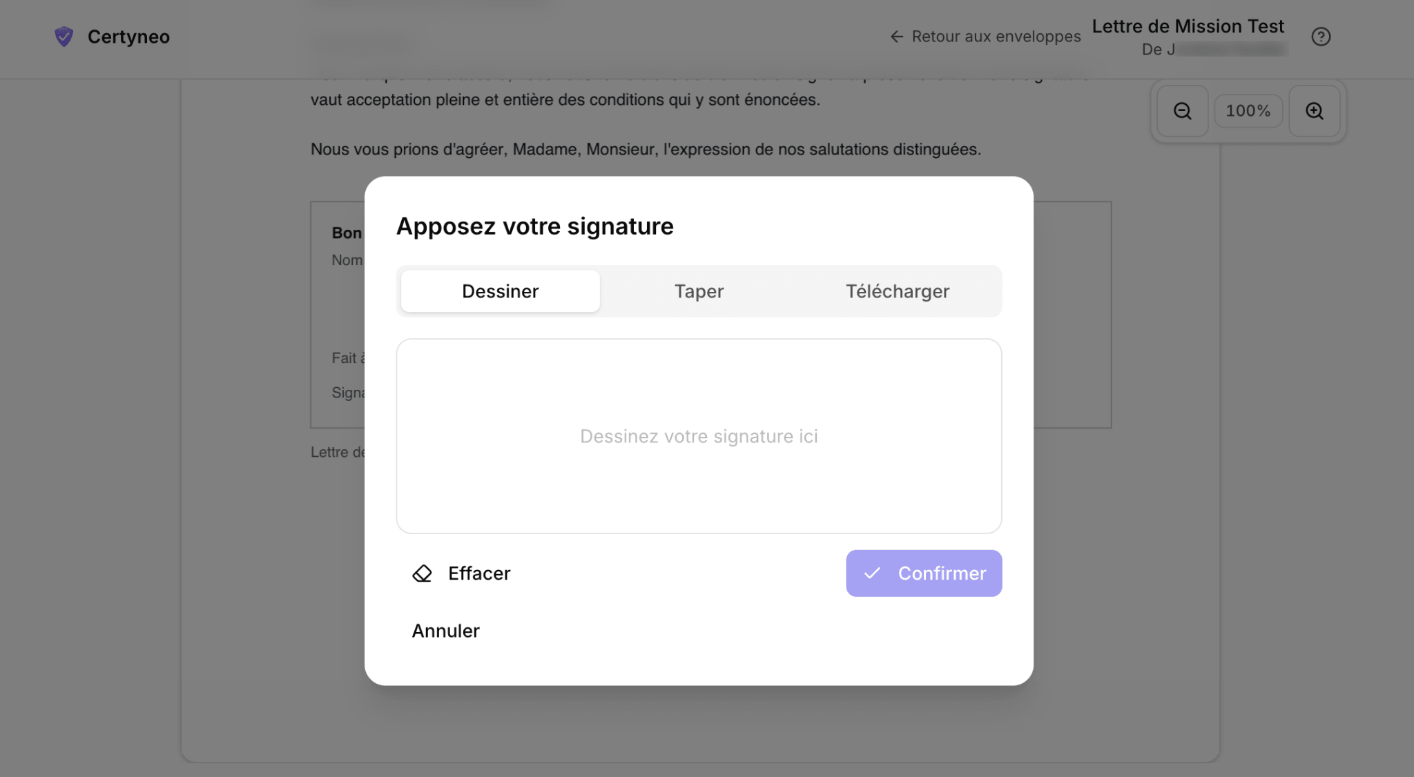 Apposition de signature Certyneo