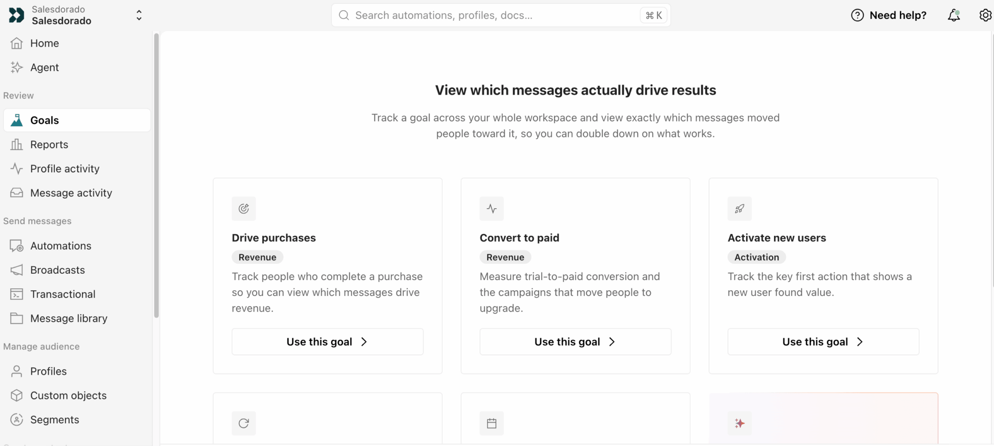 Modèles d'objectifs dans Customer.io